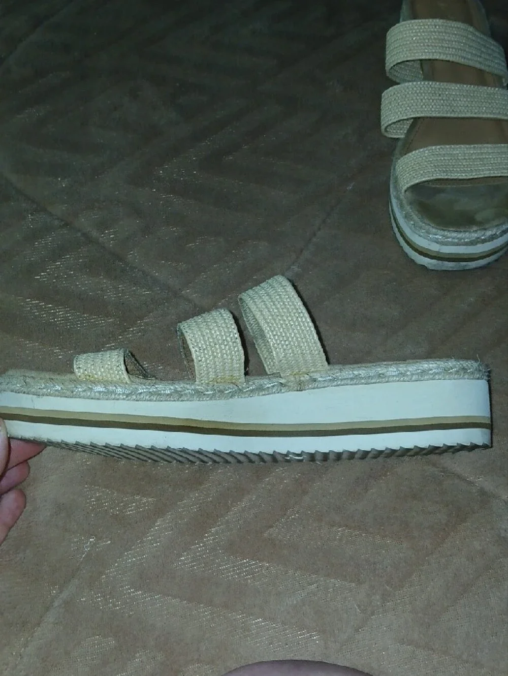 Womens Universal Thread Beige Woven Slide Platform Sandals Sz: 8.5